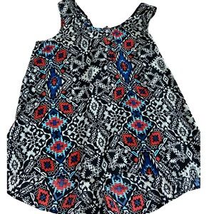 Pink Rose Racer Back High Low Tank Top Aztec Design Women’s Small